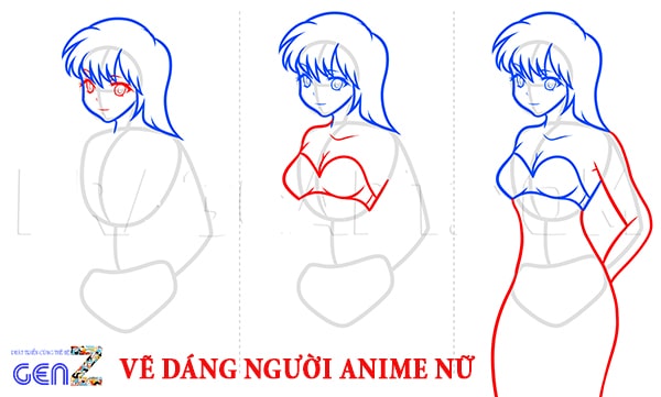 Vẽ Dáng Người Anime Nữ ❤️Cách Vẽ Người, Body Anime Nữ - Mầm Non Nam Hưng