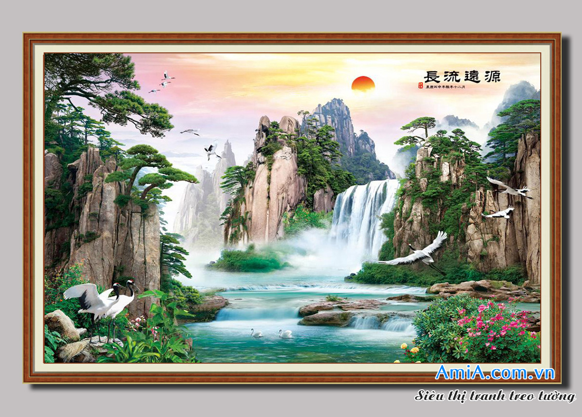 25 mẫu tranh 3D phong cảnh thác nước đẹp tuyệt trần