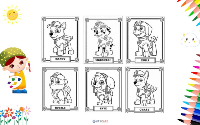 Tổng hợp tranh tô màu đội chó cứu hộ cho bé tập tô hình vẽ đội chó cứu hộ